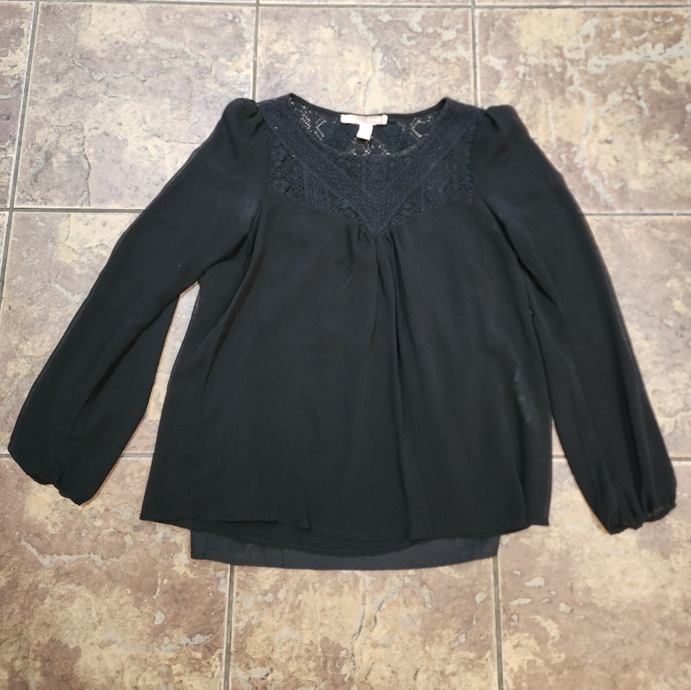 Forever 21 Long Sleeve 2-Piece Black Blouse Size Medium